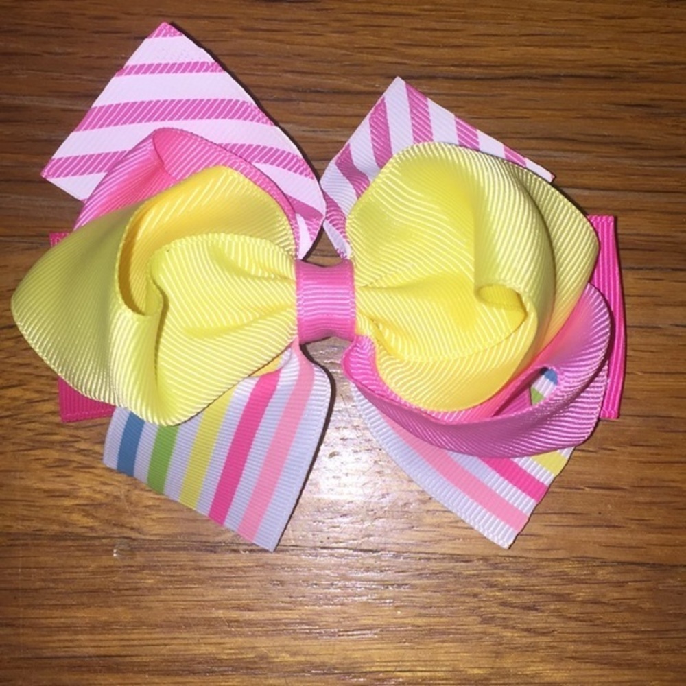 🌈 Girls Rainbow Yellow Pink Hairbow Handmade 🌈